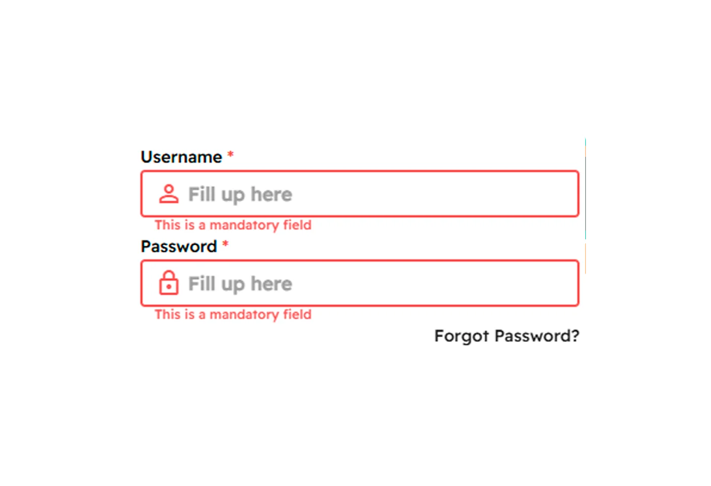Entering login data