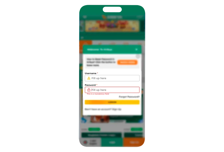 Entering your credentials in the app